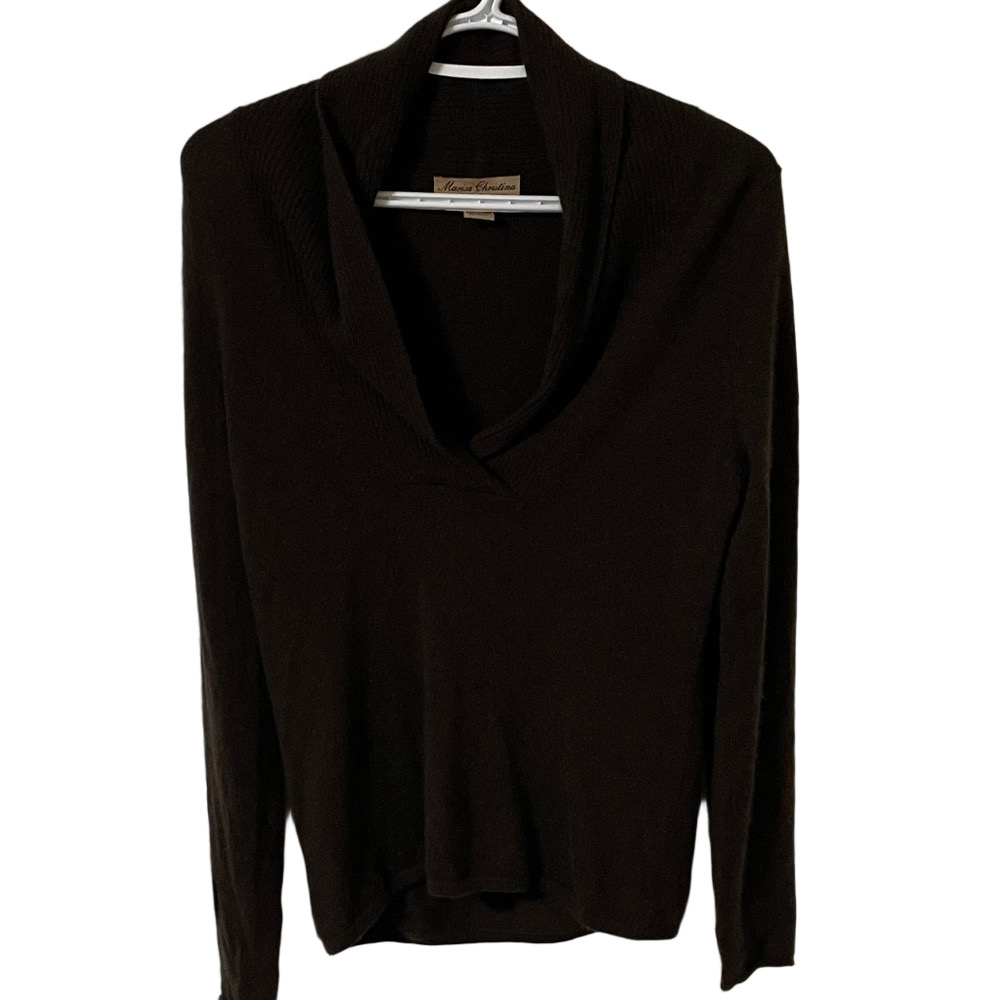 Marisa Christina Brown Cashmere Pullover Sweater Size Large
